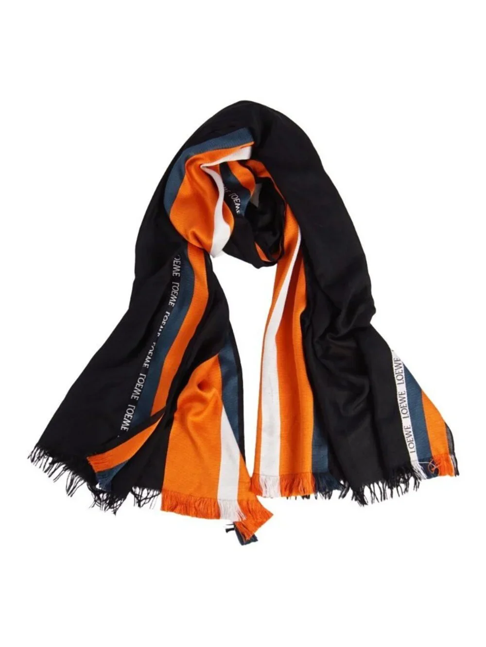 Loewe Scarf Shawl Striped Silk Wool